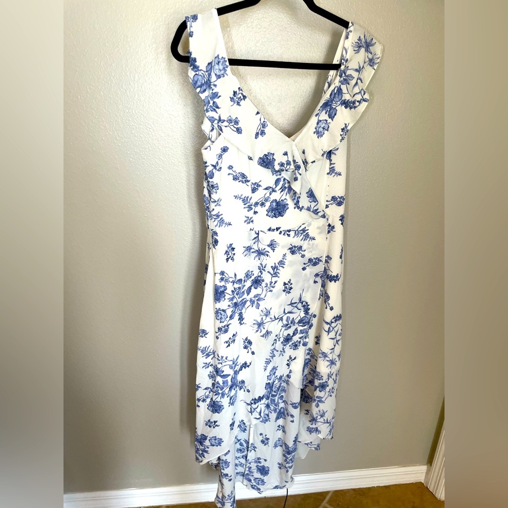 Off the Shoulder Blue and White Dress